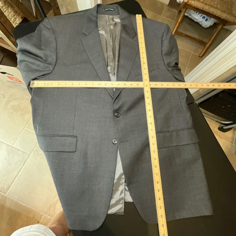 Lauren Ralph Lauren Men Classic Charcoal Grey Two Button Wool Blazer Suit Jacket